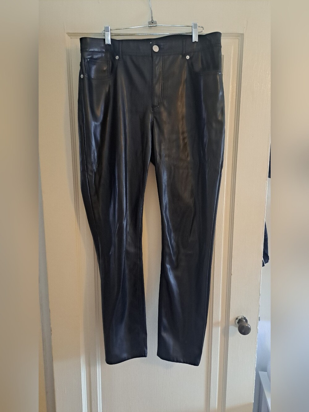 Black Faux Leather Slim Pants